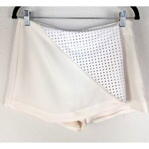 BCBG Generation Cream Faux Leather Skort Asymmetrical Flap Minimalist Chic